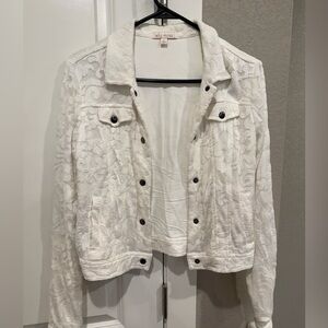 Ella Moss White Textured Jean Jacket